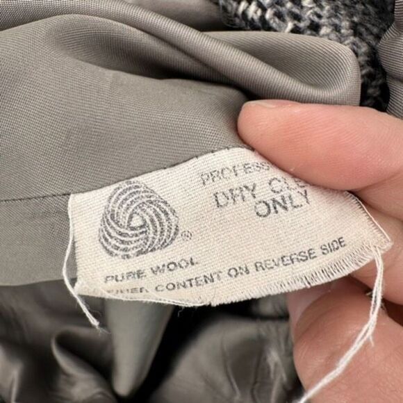 Vintage 90s Mackintosh Womens Chevron Wool Double Breasted Blazer Gray‎ Medium - Picture 7 of 11